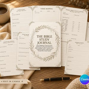 Modelli per la mappatura dei versetti, diario per la mappatura dei versetti biblici, PDF stampabile per lo studio della Bibbia, quaderno di lavoro per lo studio SOAP, diario di preghiera, modificabile con Canva