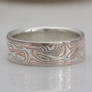 Mokume Gane Ring, size 6 1/4, copper and sterling silver, ready to ship.