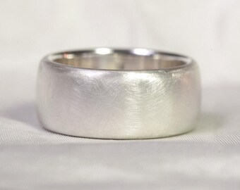 Medium Heavy Sterling Silver Band, 10 mm wide. Custom sizes 4 to 13.