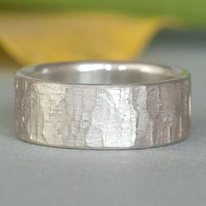 Sterling Silver Band, wide silver hammered band, rough and refined texture, made to order sizes 4 to 14.