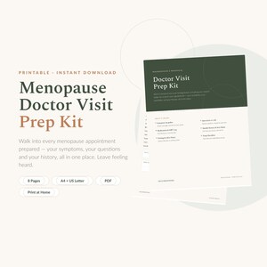 Menopause Arztbesuch Prep Kit | Perimenopause Terminplaner ausdruckbar, sympathisch & Fragenliste | HRT-Anmelden | PDF A4 + US Letter