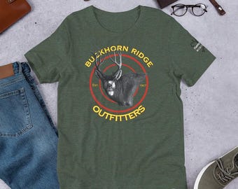 Buckhorn Ridge Outfitters T-shirt, lätt mulehjortskjorta, bekväma sommar- och höstkläder för vilda djur