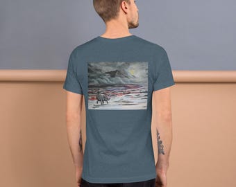 The Alpha of Desolation Premium Print T-shirt, Wolf Animal Design Shirt, Comfy Wildlife Light Apparel, No AI Painting Print on Clothing