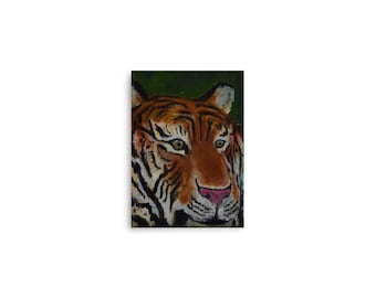 Tiger Mini Print, Liten Kattmålning, Väggkonst för Vilda Djur, Djurinredning, Naturhusdekoration