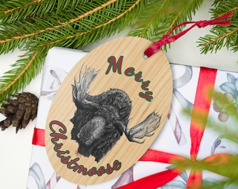 God Jul - Älgprydnad, Julgransdekoration med vilda djur, Festlig hängande dekoration med natur och djur,