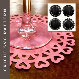 Valentines day drink coaster svg pattern diy paper doilies for cricut silhouette heart drink coaster cut files disposable coaster designs