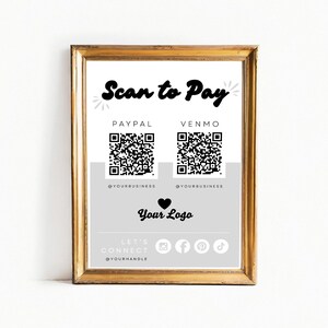 scan to pay Vorlage für canva qr Code Zeichen Vorlage für paypal Zahlung Zeichen für Small Business Stand Zeichen