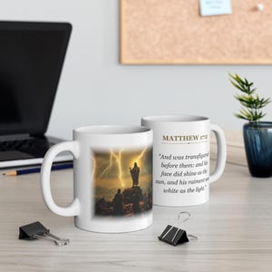 La Transfiguración (Mateo 17:2) Taza de café de cerámica de 325 ml / Para el adorador devoto y el creyente contemplativo