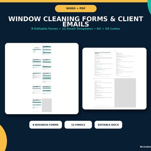Window Cleaning Forms Bundle | Editable Client Forms, Email Templates, A4 & US Letter