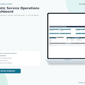 Septic Service Business Dashboard | Jobs, Customer Systems, Revenue, Payments & Service Reminder Excel