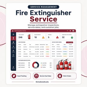 Fire Extinguisher Service Business Manager | Excel CRM, Inspection Scheduler, Routes, Inventory & Profit Dashboard