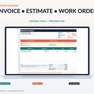 Factura Presupuesto Parte Trabajo Conductos Secadora | Excel PDF