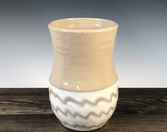 Vase - clear/natural with white slip and finger marks