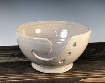 Yarn Bowl, Ceramic for Knit and Crochet, White