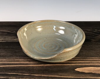 Ceramic Spoon Rest/Holder - green with spiral center