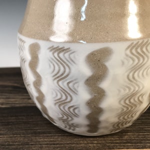 Vase clear/natural with white slip, finger marks and line design image 4