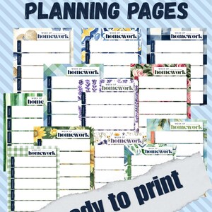 BUNDLE: Weekly Homework Undated Notepad | Back to School Organization | Classic Floral, Gingham, Stripes
