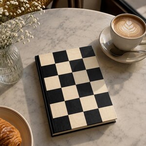 Simple Checkered Notebook - Writing Journal - Ruled Line Diary - Black