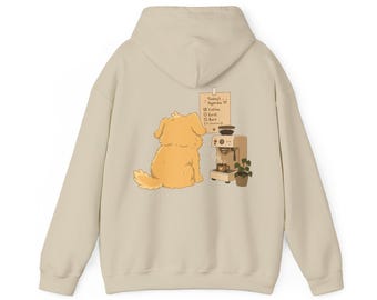 Hoodie met afbeelding Golden retriever-koffie | Hondenliefhebber, gezellige ochtendkleding