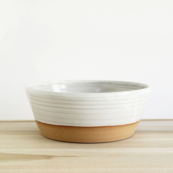 White pottery serving bowl, contemporary handmade ceramic bowl