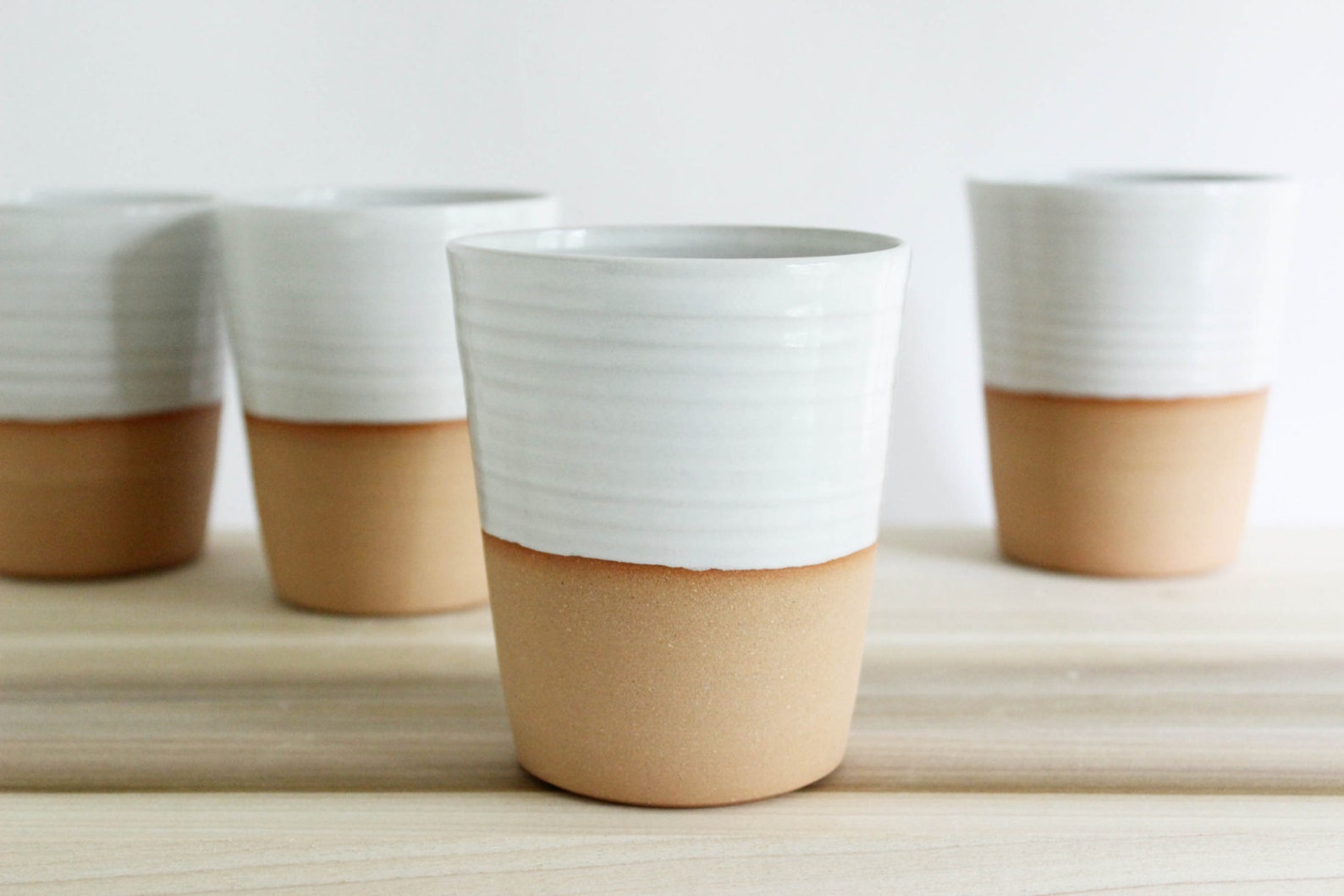 Four mugs without handles white minimalist ceramic pottery Etsy