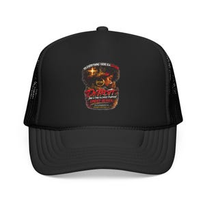 Gorra de camionero de espuma con diseño de calavera y llamas / estilo retro motero con parche