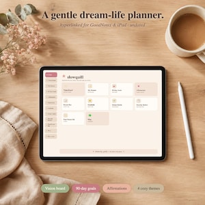 Dream Life Planner Digital, Manifestation & Vision Board, Hyperlinked GoodNotes iPad, 90 Day Goals, Affirmations, Undated 4 Colors