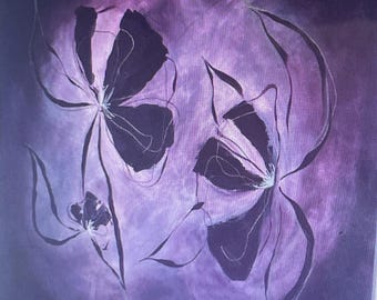 Abstraktes Blumenbild mit dem Titel Deep in to the Deep signiert von der Künstlerin Emily Ann