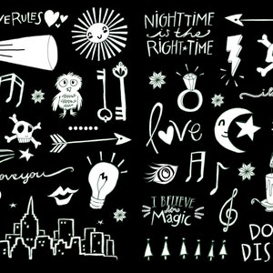 DOUBLE PACK Glow in the Dark Party Favor Temporary Tattoos Temporary Tattoo Set Black and White Party Favor image 5