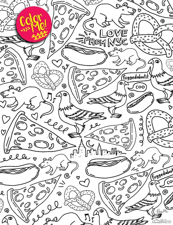 Instant Download New York City Pattern Coloring Page Etsy