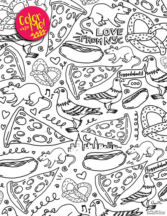 Instant Download New York City Pattern Coloring Page Etsy