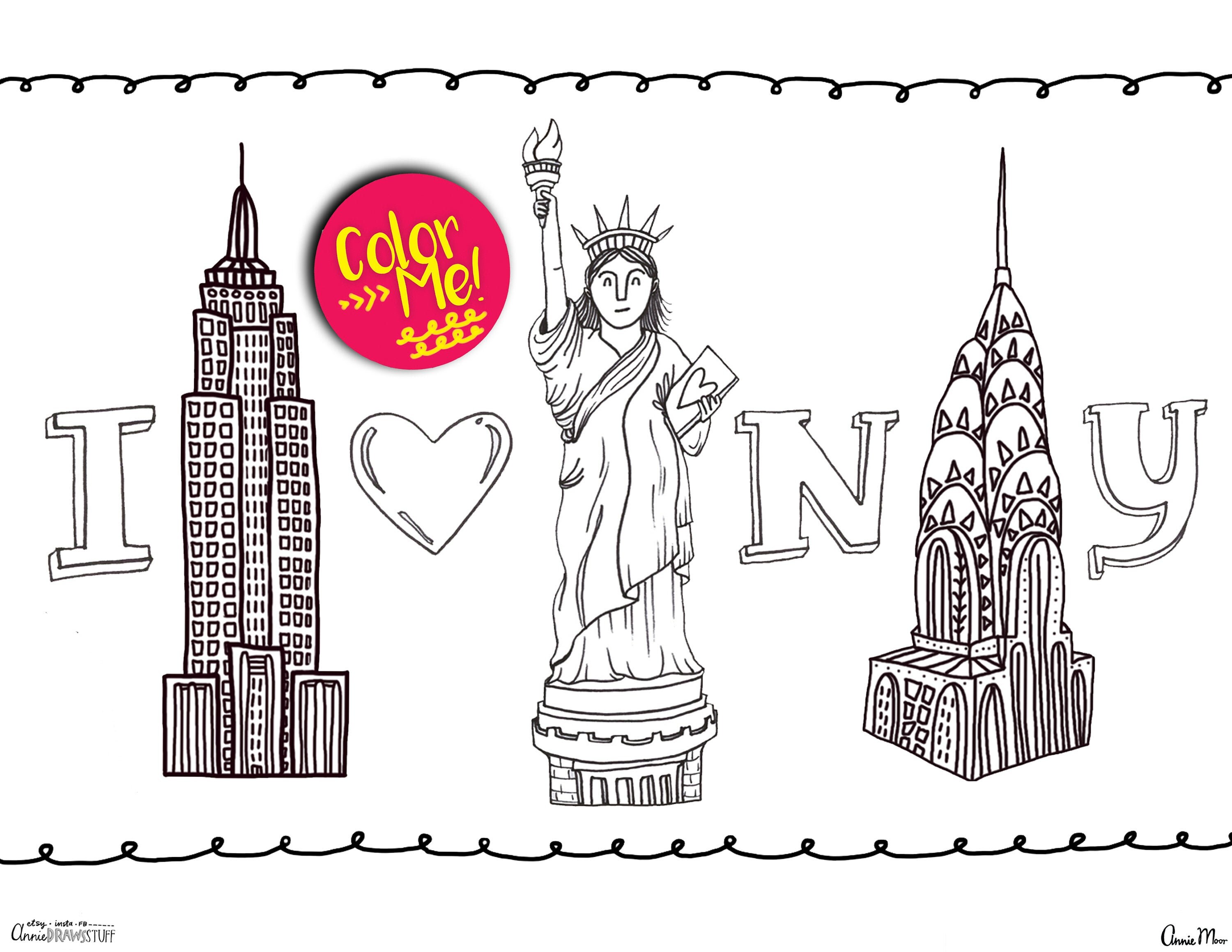 instant download new york city coloring page coloring pages etsy india