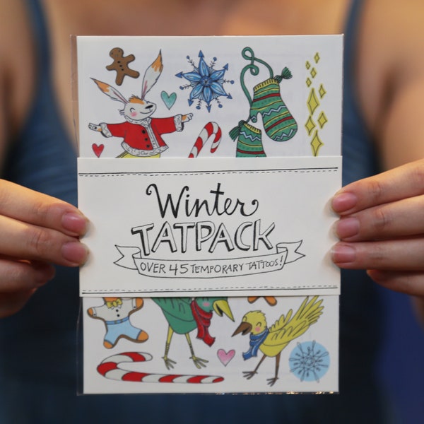 Winter Temporary Tattoos - Holiday Party Favor - Christmas Stocking Stuffer - Winter Party Favor - Christmas Gift