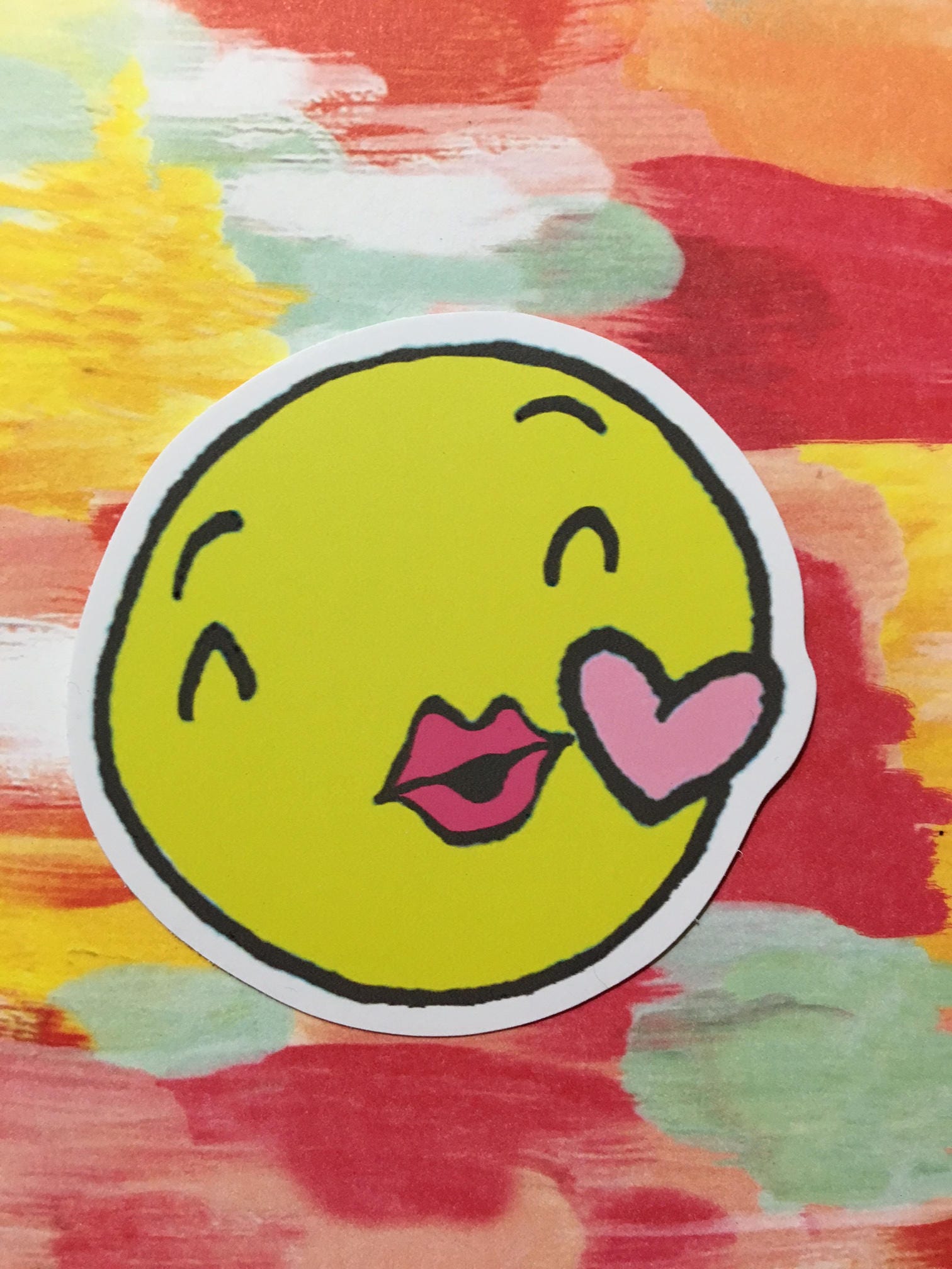 Emoji Vinyl Stickers Scrapbooking Emoji Vinyl Decal Kiss Etsy