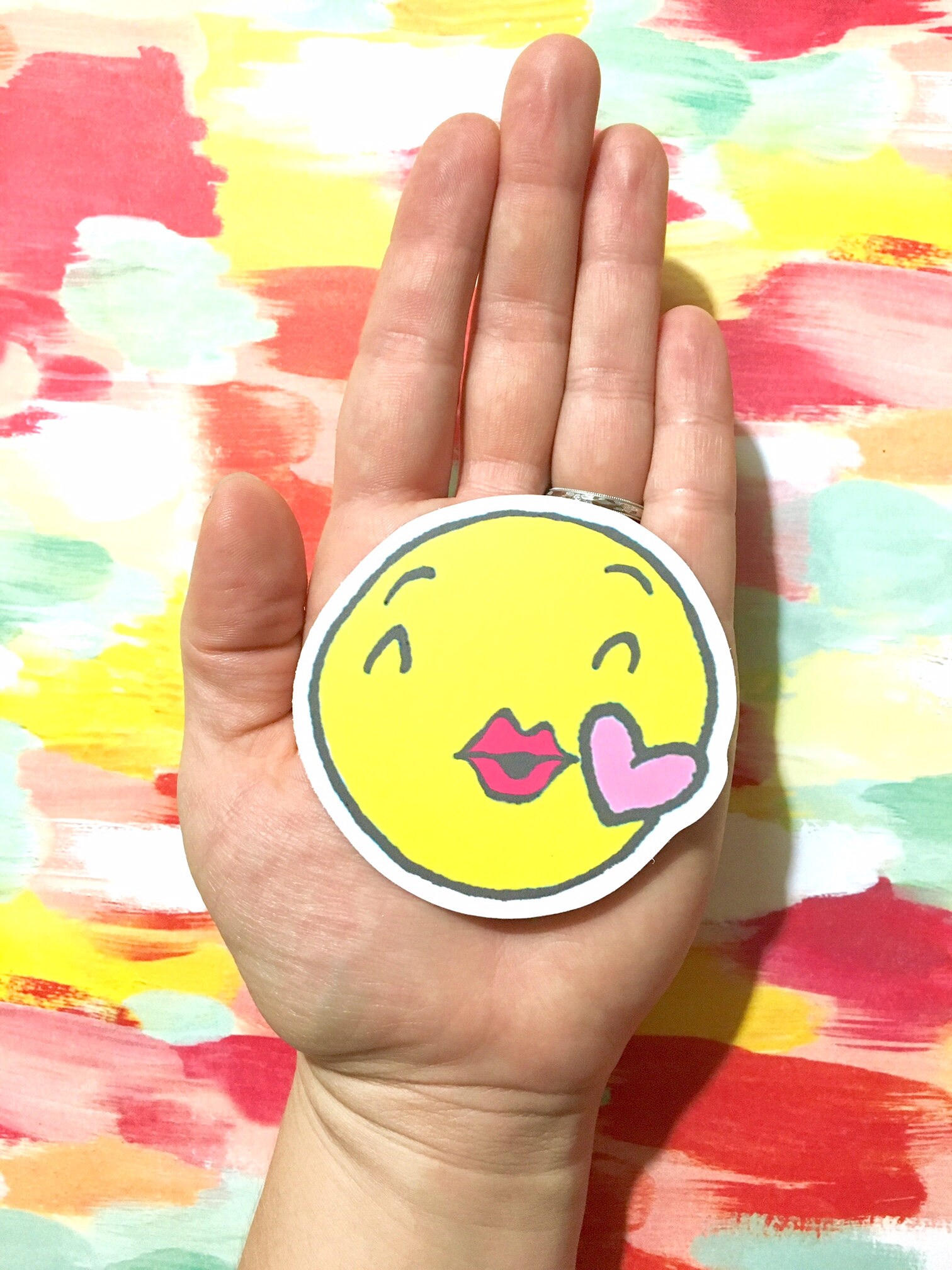 Emoji Vinyl Stickers Scrapbooking Emoji Vinyl Decal Kiss Etsy