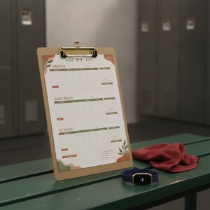 Exercise record tracker spreadsheet with columns for exercises, weights lifted, repetition data, and form notes