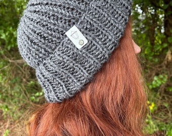 Steel Gray Hand-Knit Beanie