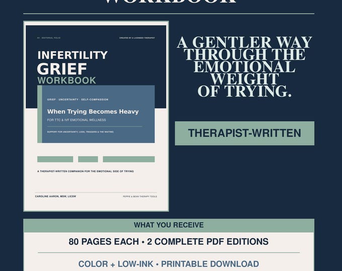 Infertility Grief Workbook for Ttc, Iui & IVF Therapist-Written Emotional Support Printable PDF (Digital Download)