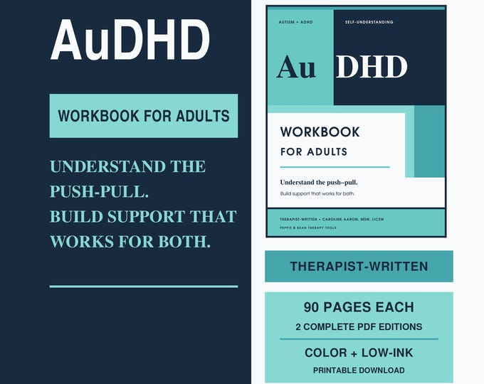 AuDHD Therapist-Written Workbook | Autism ADHD Self-Understanding, Sensory Regulation, Executive Function & Burnout PDF (Digital Download)