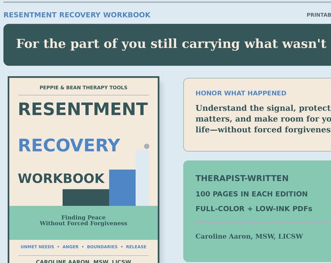 Resentment Recovery Workbook | Boundaries, Rumination, Peace (Digital Download)