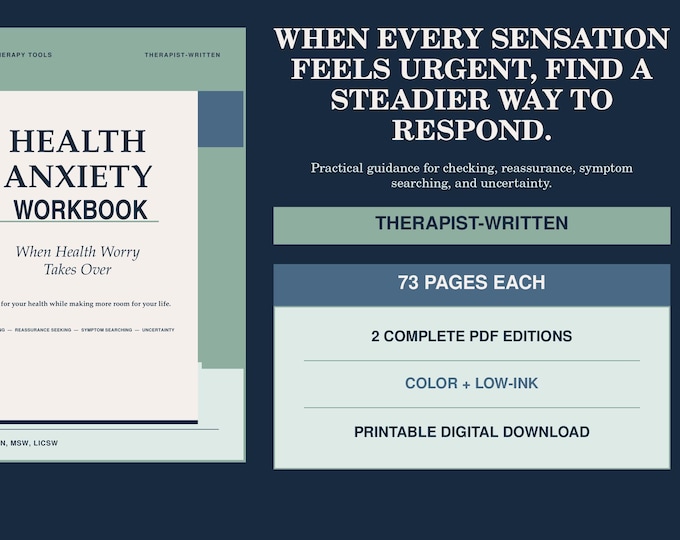 Health Anxiety Workbook PDF | Therapist-Written Tools for Checking, Reassurance, Symptom Searching & Medical Worry (Digital Download)