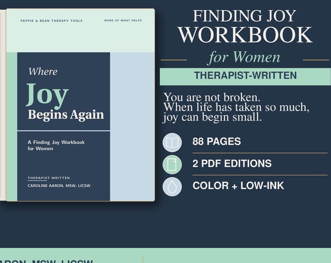 Finding Joy Workbook for Women Therapist-Written | Joy Access Quiz & Low-Energy Support | Printable PDF (Digital Download)