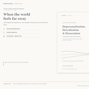 Depersonalization Derealization Dissociation Workbook | Grounding Coping Skills (PDF Download)