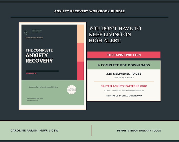 Anxiety Recovery Workbook Bundle | Therapist-Written Anxiety Worksheets, Mood Tracker, Guided Journal & CBT Coping Tools