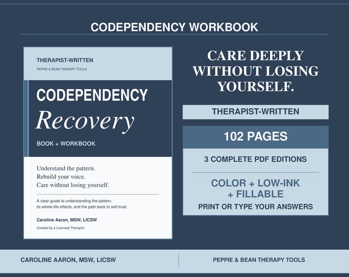 Therapist Written Codependency Recovery Workbook: 102-Page Printable & Fillable PDF, Boundaries and People-Pleasing Tools (Digital Download)