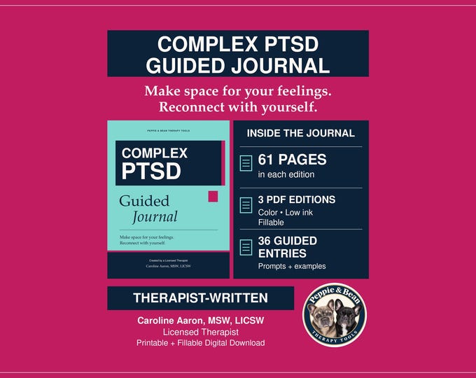 Complex PTSD Healing Therapist-Written Journal Printable and Fillable PDF’s (Digital Download)