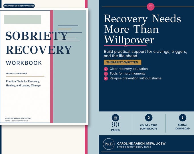 Sobriety Recovery Workbook | Therapist-Written Alcohol Recovery PDF | Cravings, Triggers & Relapse Plan | Digital Download