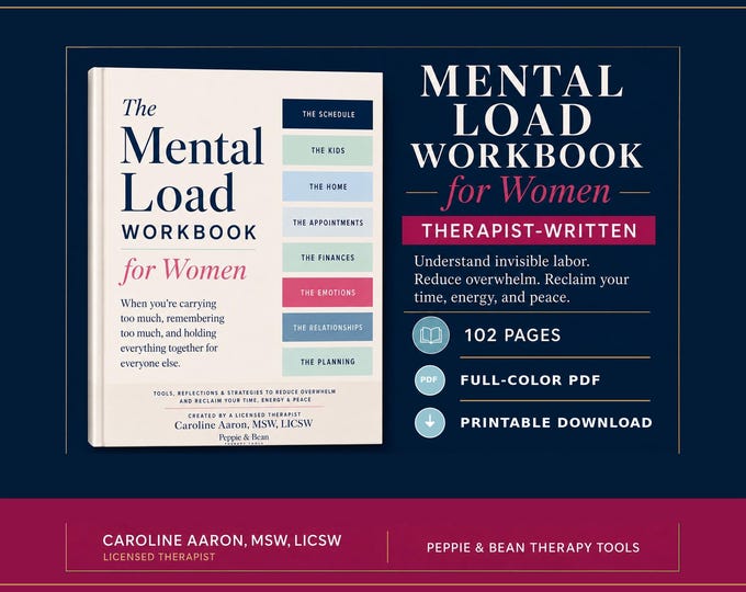 Overwhelm and Mental Load Workbook for Women Therapist Written PDF (Instant Digital Download)