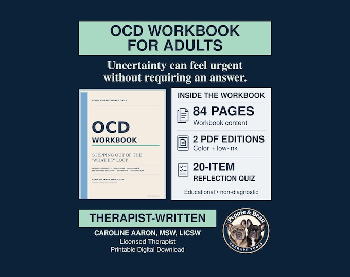 Therapist-Written OCD Workbook: Help for Intrusive Thoughts, Rumination & ERP-Informed Practice | Printable PDF (Digital Download)