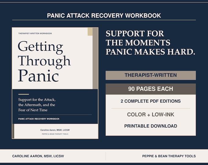 Therapist-Written Panic Attack Recovery Workbook: Getting Through Panic Printable PDF & Coping Cards (Digital Downloaf)